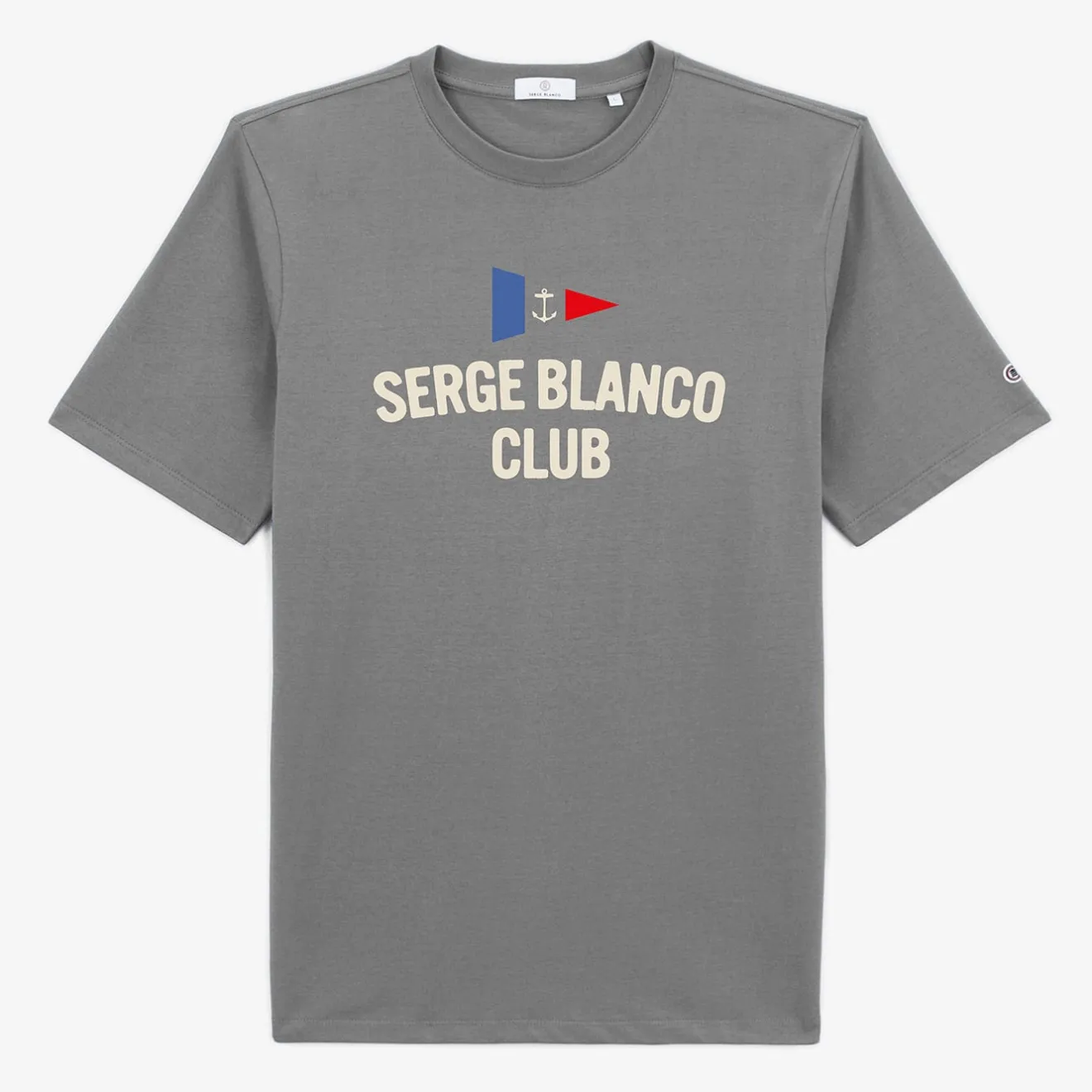 T-shirts>SERGE BLANCO Men's Tigran Slate Grey Crew Neck T-Shirt | DENIM