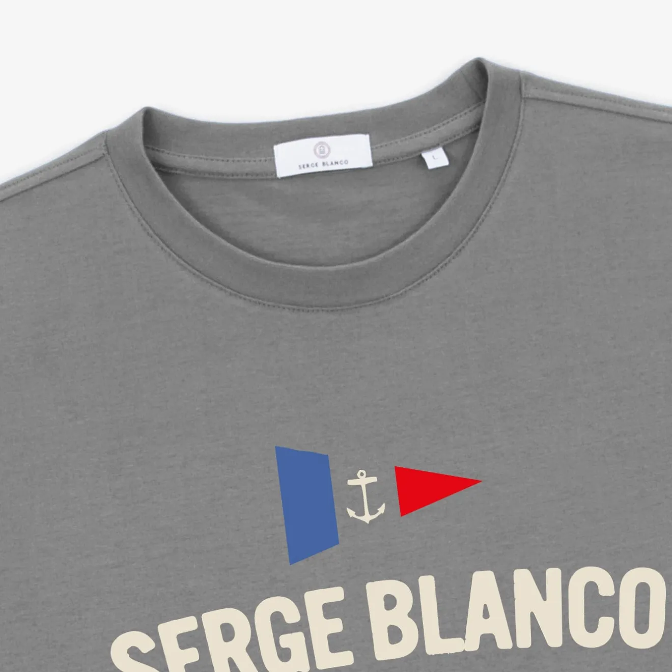 T-shirts>SERGE BLANCO Men's Tigran Slate Grey Crew Neck T-Shirt | DENIM