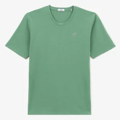 T-shirts>SERGE BLANCO Men's V-Neck T-Shirt Théo Almond Green | SKIN