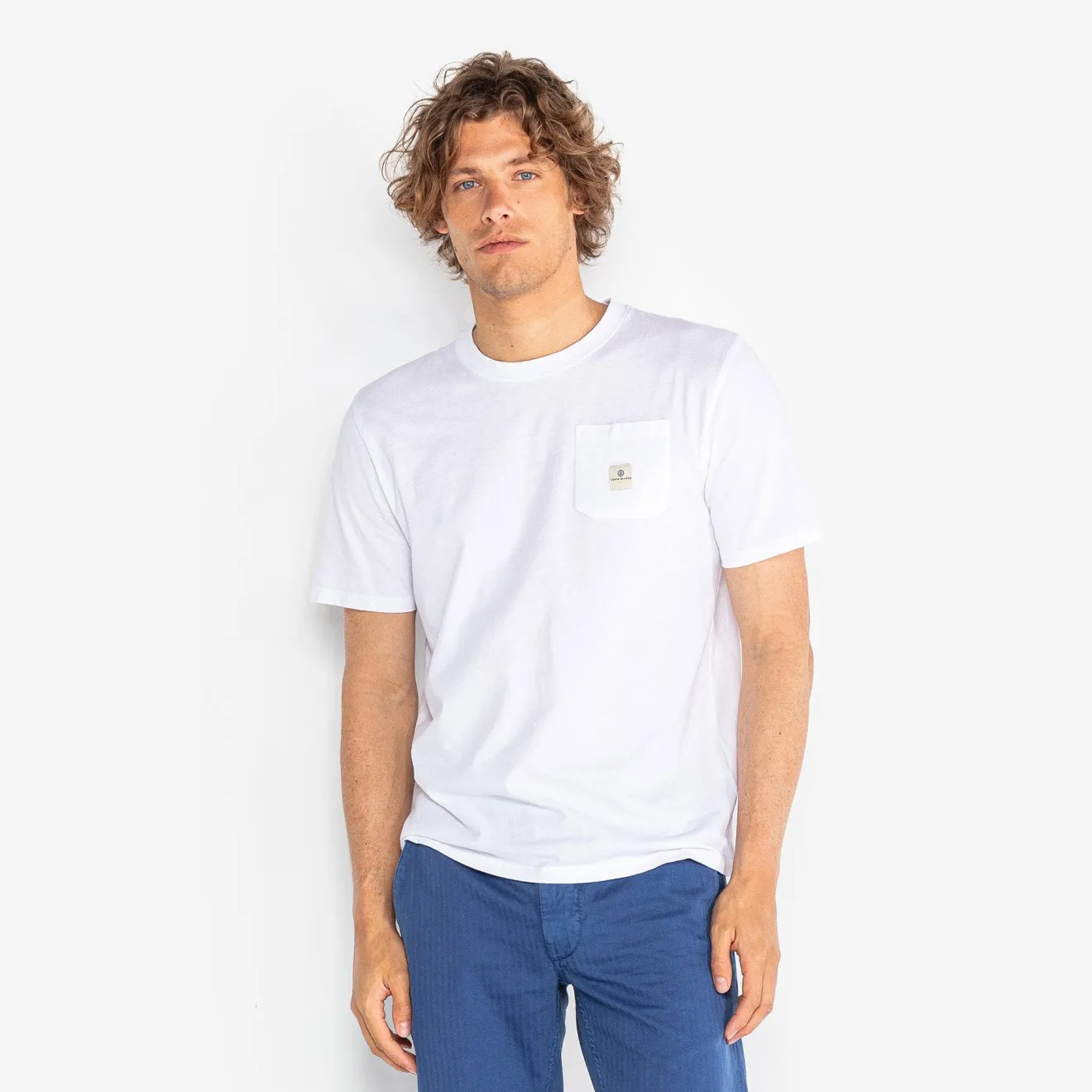 Ligne Play|T-shirts>SERGE BLANCO Men's White Tim T-shirt with Chest Pocket | TECK