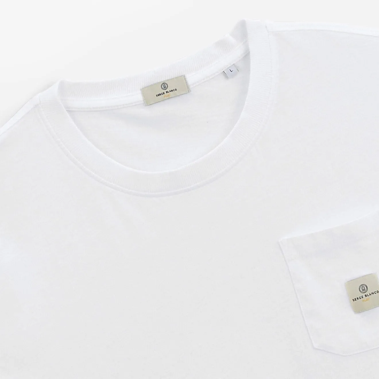 Ligne Play|T-shirts>SERGE BLANCO Men's White Tim T-shirt with Chest Pocket | TECK