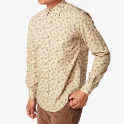 Chemises>SERGE BLANCO Men's yellow vintage flower print slim fit shirt GAZON