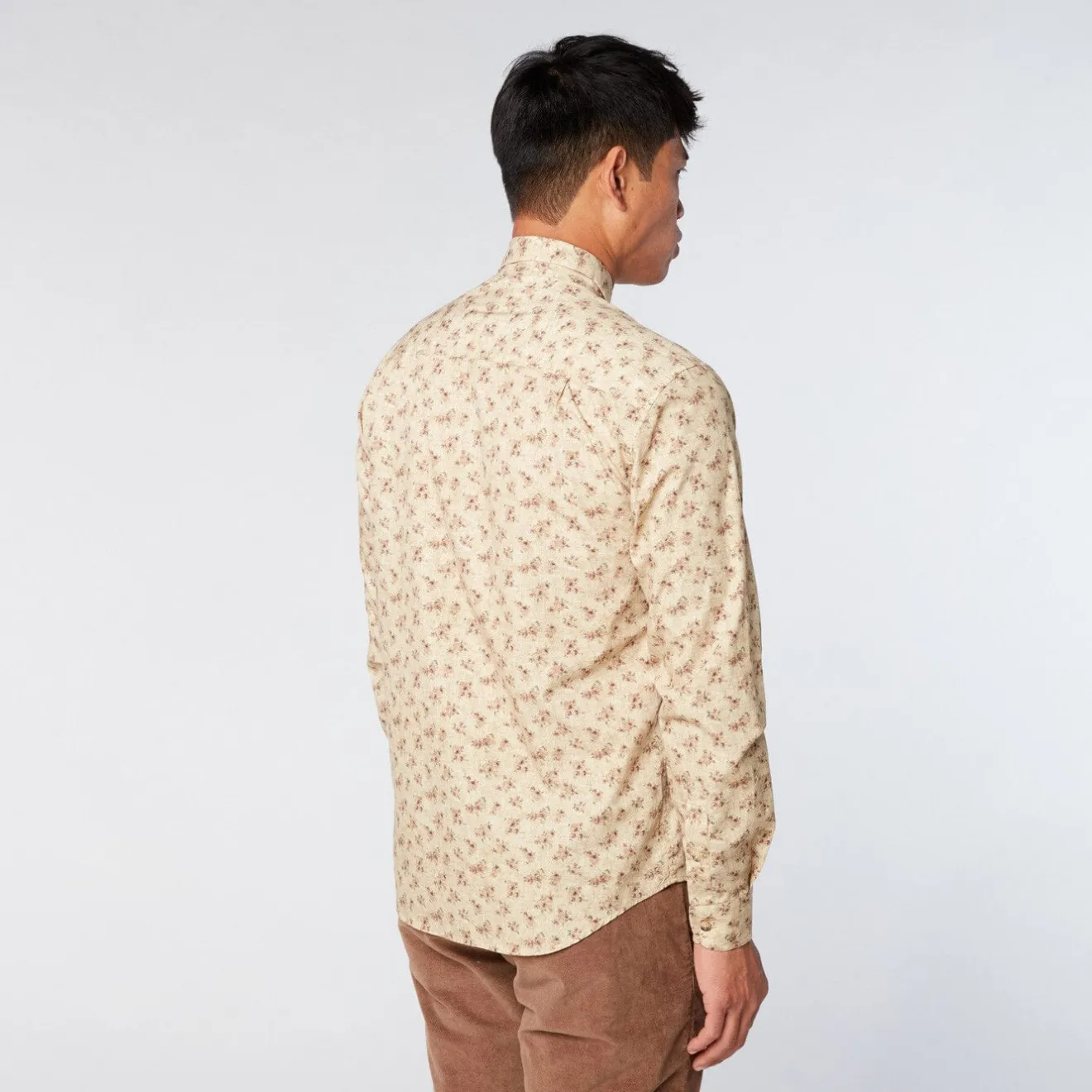 Chemises>SERGE BLANCO Men's yellow vintage flower print slim fit shirt GAZON