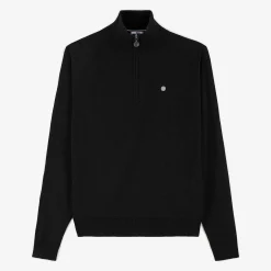 Pulls>SERGE BLANCO Michelin black zipped neck sweater INDIGO