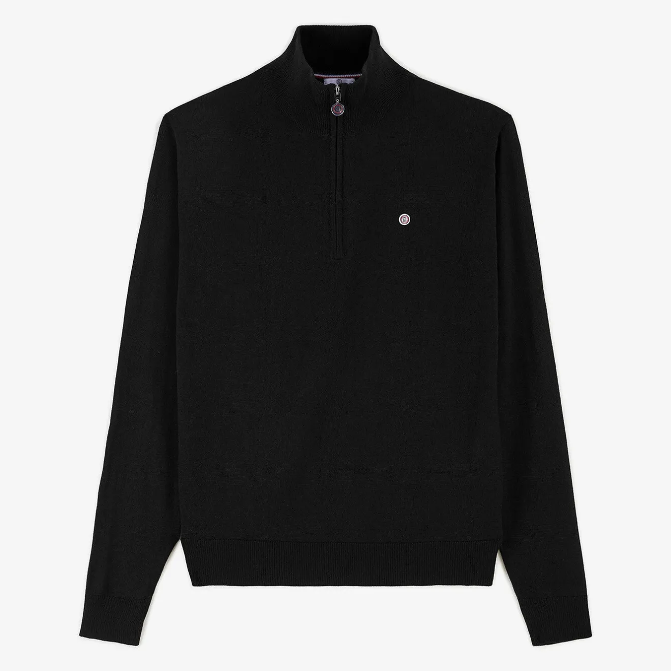 Pulls>SERGE BLANCO Michelin black zipped neck sweater INDIGO