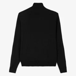 Pulls>SERGE BLANCO Michelin black zipped neck sweater INDIGO