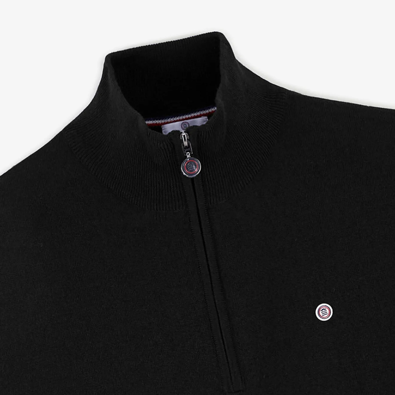 Pulls>SERGE BLANCO Michelin black zipped neck sweater INDIGO