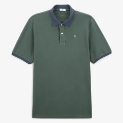 Polos>SERGE BLANCO Military pique knit polo shirt with contrasting collar BLANC