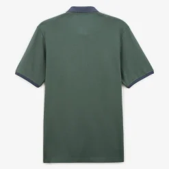 Polos>SERGE BLANCO Military pique knit polo shirt with contrasting collar BLANC