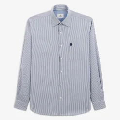 Chemises>SERGE BLANCO Navy blue striped shirt OFF WHITE