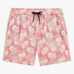 Maillots De Bain>SERGE BLANCO Nestor swim shorts with skin pink pomegranate print ROUGE