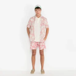 Maillots De Bain>SERGE BLANCO Nestor swim shorts with skin pink pomegranate print ROUGE