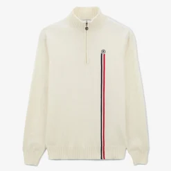 Pulls>SERGE BLANCO Off-white Merton zipped collar sweater BLEU