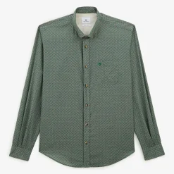 Chemises>SERGE BLANCO green long sleeve geometric print shirt OLIVE