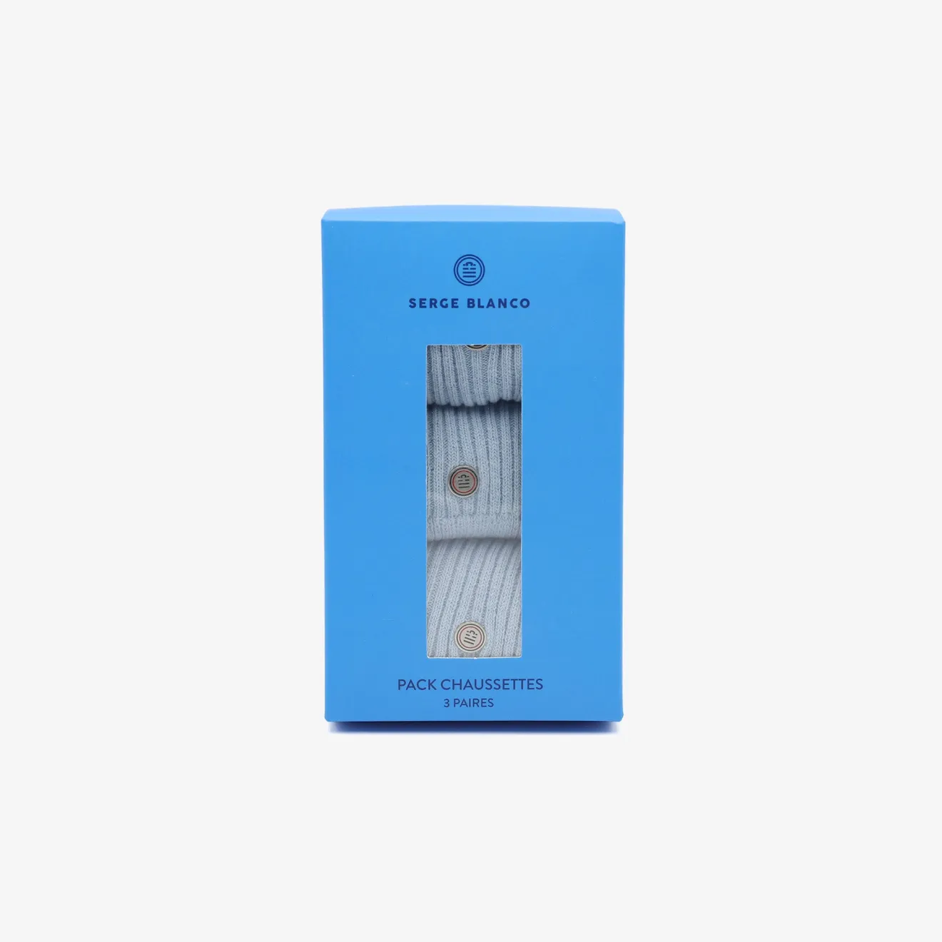 Sous-vêtements|L'audacieux>SERGE BLANCO Pack of 3 pairs of plain sky blue socks ABRICOT