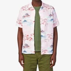 Chemises>SERGE BLANCO Pink short sleeve shirt with palm tree print BRICK