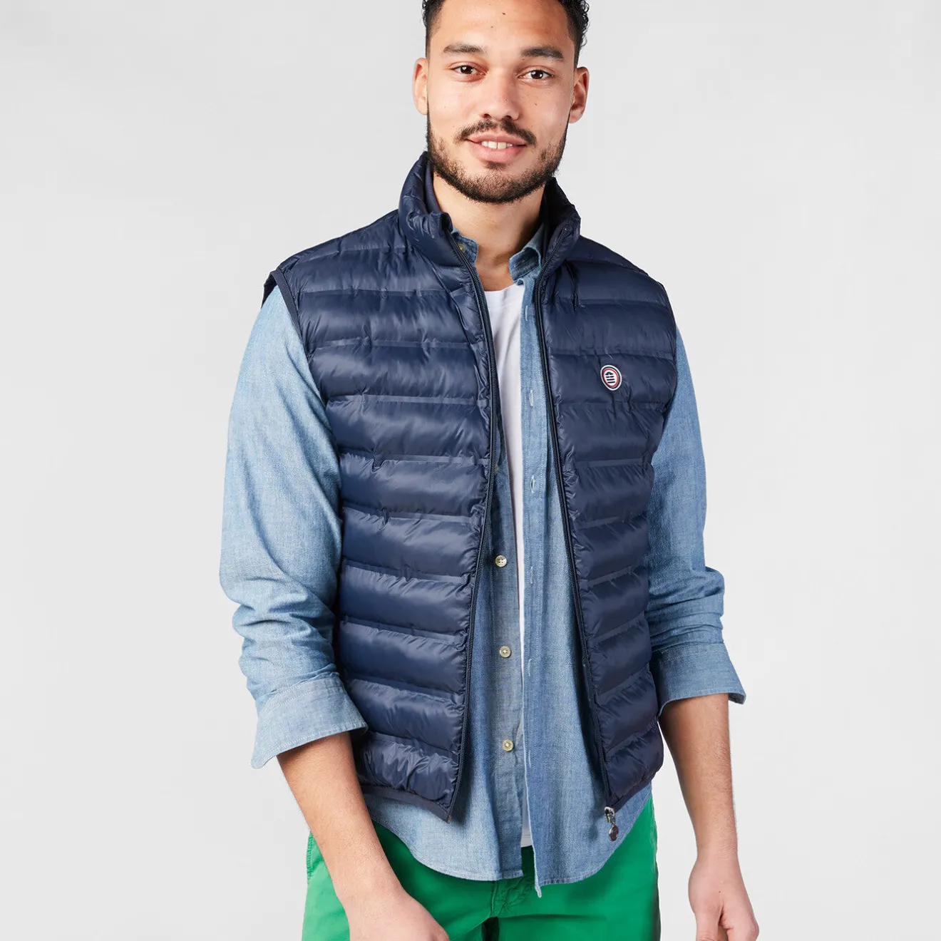 Doudounes>SERGE BLANCO Piumino men's sleeveless navy blue down jacket MILITAIRE
