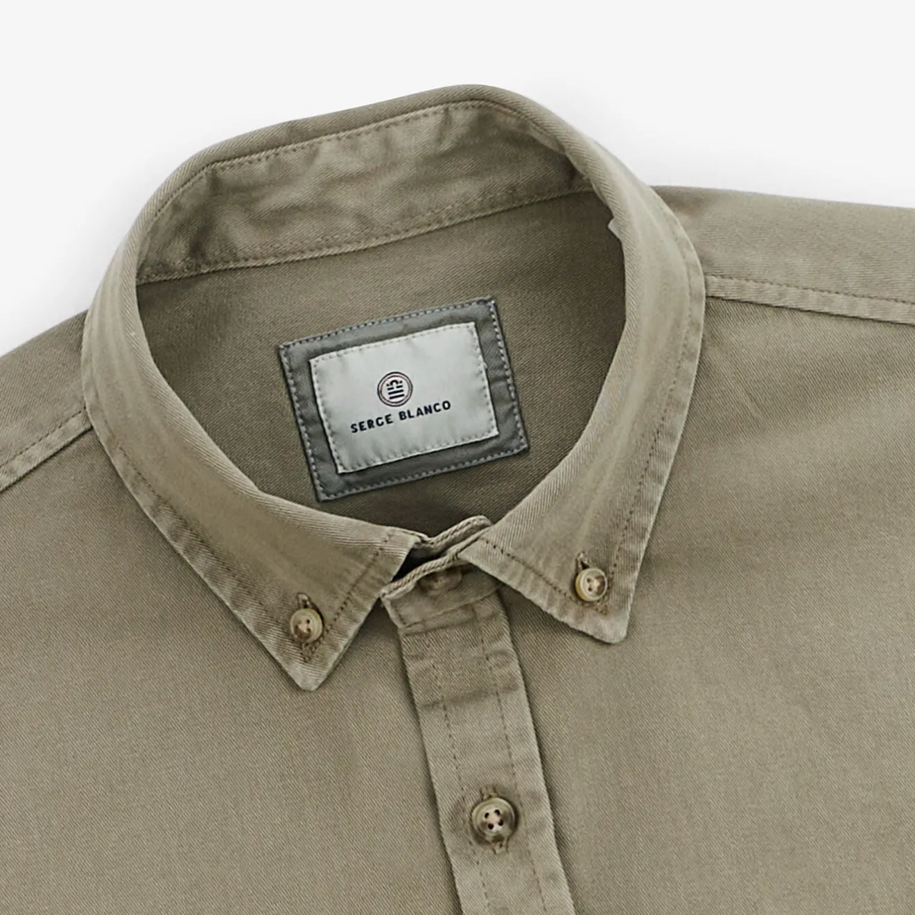 Chemises>SERGE BLANCO Plain sage thick cotton shirt SIENNE