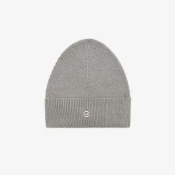 Bonnets>SERGE BLANCO Plain steel gray cotton and wool beanie SIENNE