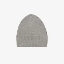 Bonnets>SERGE BLANCO Plain steel gray cotton and wool beanie SIENNE