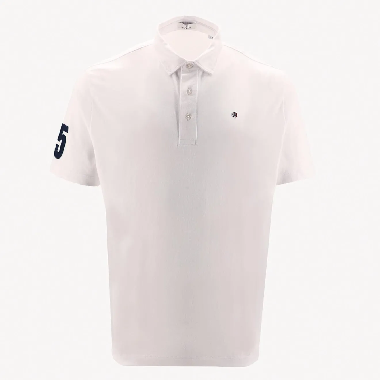 Polos>SERGE BLANCO Polo 15 in white jersey DARK NAVY