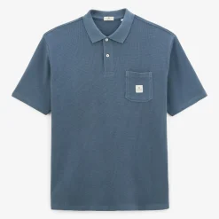 Ligne Play|Polos>SERGE BLANCO Polo Logan Gaufrette Denim Blue Men | dark navy