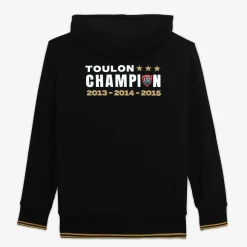Rugby Club Toulonnais>SERGE BLANCO RCT Triple European Cup Black Hoodie ANTHRACITE