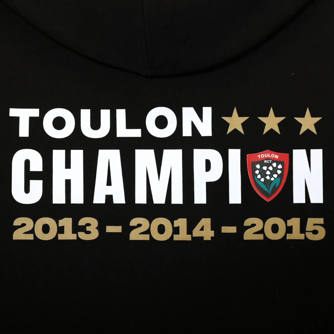 Rugby Club Toulonnais>SERGE BLANCO RCT Triple European Cup Black Hoodie ANTHRACITE