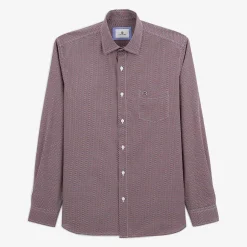 Chemises>SERGE BLANCO Red geometric print shirt SAUGE