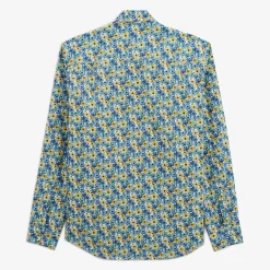 Chemises>SERGE BLANCO Regular aviator shirt with cornflower print BLEUNUIT