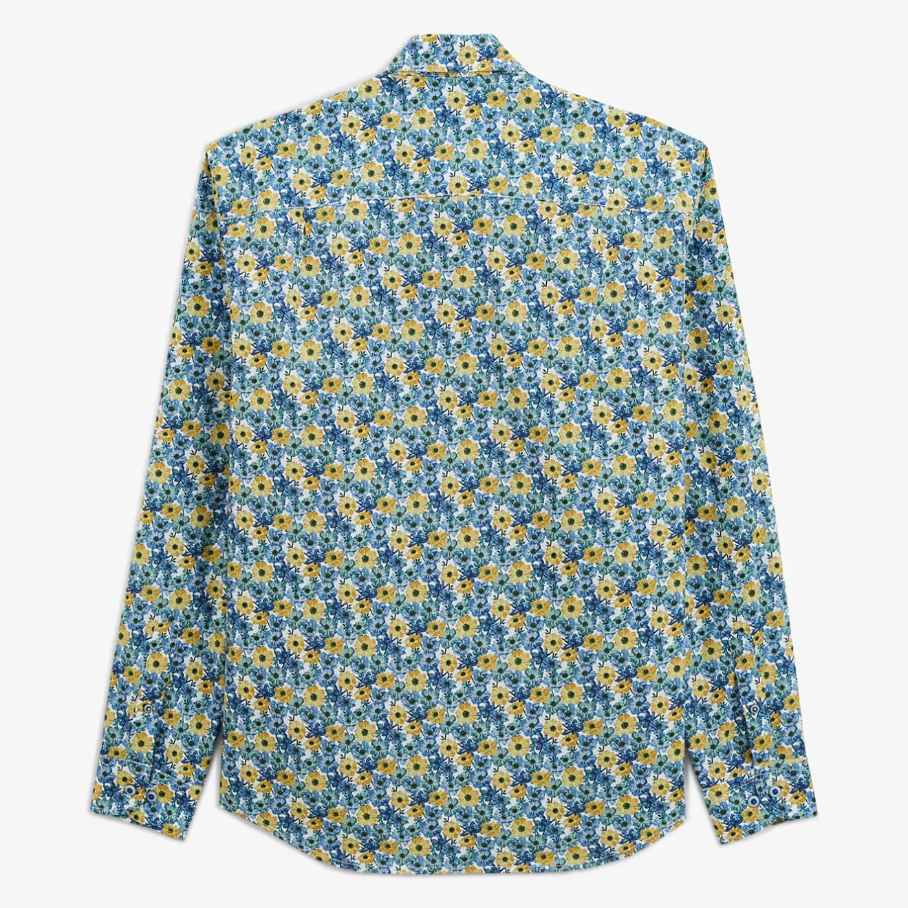 Chemises>SERGE BLANCO Regular aviator shirt with cornflower print BLEUNUIT