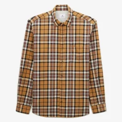 Chemises>SERGE BLANCO Regular brown checked shirt OLIVE