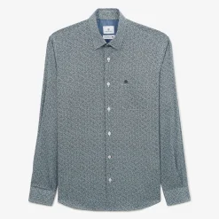 Chemises>SERGE BLANCO Regular midnight blue shirt with fancy print CHARBON