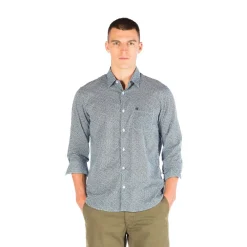 Chemises>SERGE BLANCO Regular midnight blue shirt with fancy print CHARBON