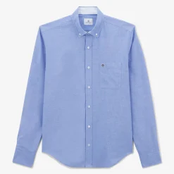 Chemises>SERGE BLANCO Regular Oxford sky shirt with braid CORAIL