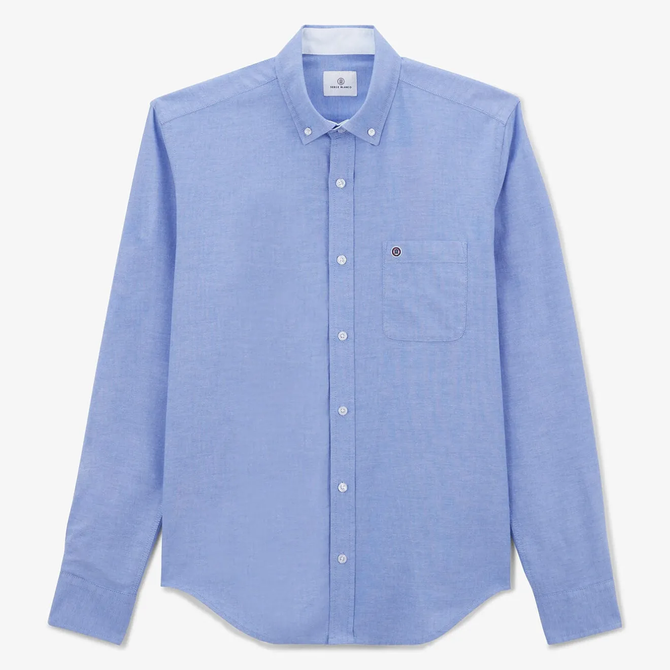Chemises>SERGE BLANCO Regular Oxford sky shirt with braid CORAIL