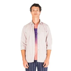 Chemises>SERGE BLANCO Regular pink shirt with fancy print BEIGE CHINÉ