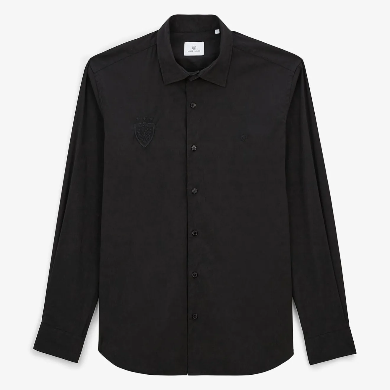 Rugby Club Toulonnais|Chemises>SERGE BLANCO Rugby Club Toulonnais black shirt Gris chiné