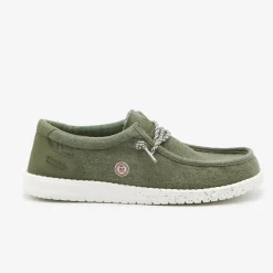 Chaussures Bateau|Daddy Cool>SERGE BLANCO Saint-Jean khaki green boat shoe DARK NAVY
