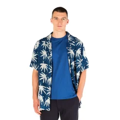 Chemises>SERGE BLANCO San indigo short sleeve shirt with fancy print SAPIN