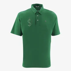 Polos>SERGE BLANCO Short-sleeved cotton polo shirt with SB embroidery in fir green SAPIN