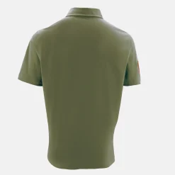 Polos>SERGE BLANCO Short-sleeved cotton polo shirt with 15 army green embroidery SAPIN