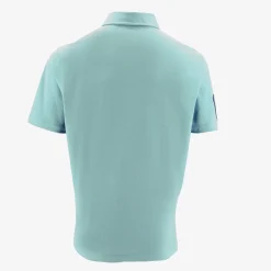 Polos>SERGE BLANCO Short-sleeved cotton polo shirt with 15 blue sugared almond embroidery BLEU