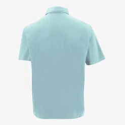 Polos>SERGE BLANCO Short-sleeved cotton polo shirt with SB blue sugared almond embroidery BLEU