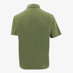 Polos>SERGE BLANCO Short-sleeved cotton polo shirt with army green SB embroidery DRAGEE