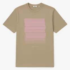 T-shirts>SERGE BLANCO Short-sleeved cotton T-shirt with beige print dark navy