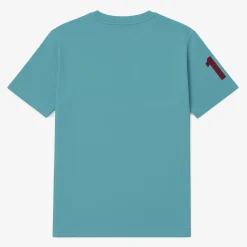 T-shirts>SERGE BLANCO Short-sleeved cotton T-shirt with 15 ice blue print MILITAIRE
