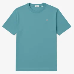 T-shirts>SERGE BLANCO Short-sleeved cotton T-shirt with PLAY print on the back in ice blue GLACIER