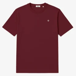 T-shirts>SERGE BLANCO Short-sleeved cotton T-shirt with PLAY print on the back in merlot red GLACIER