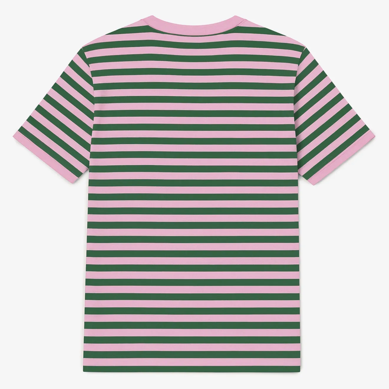 T-shirts>SERGE BLANCO Short-sleeved cotton t-shirt with fir green stripes MERLOT